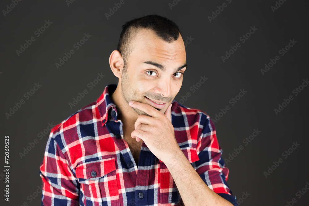 model isolated on plain background thinking model isolated on plain background thinking