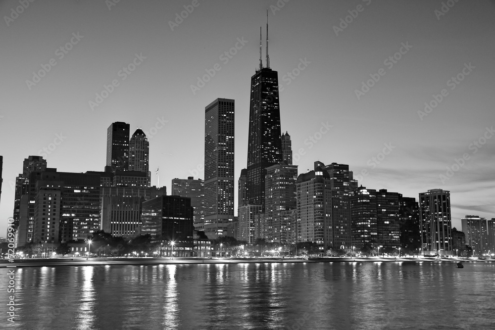 Chicago North side at dusk