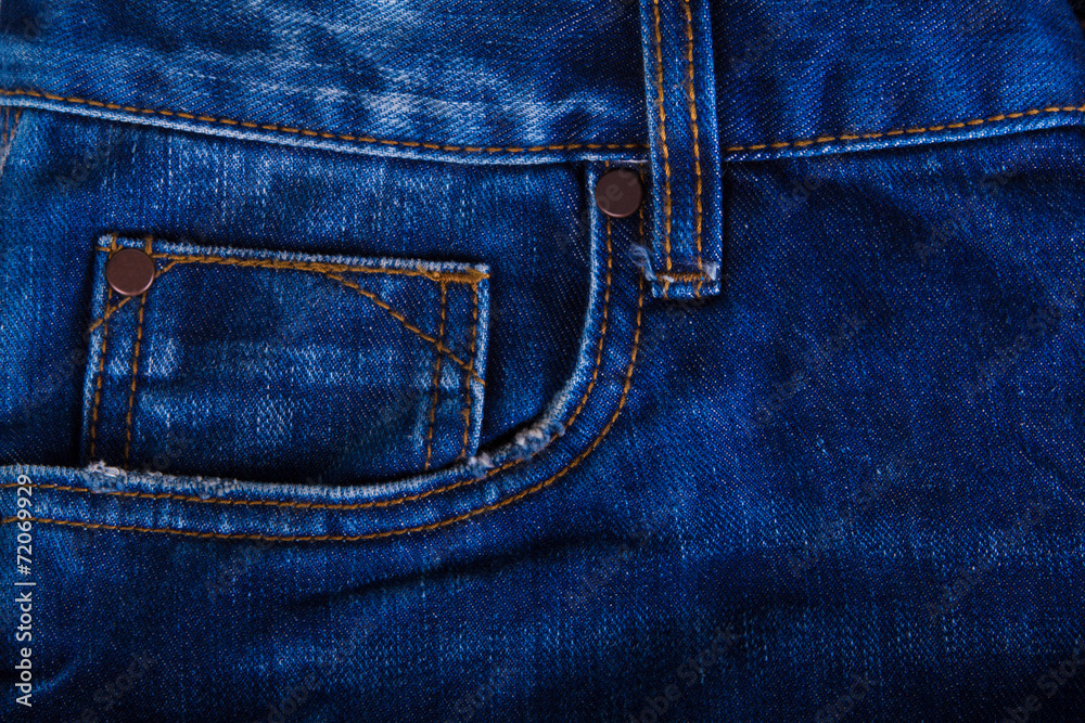 Jeans pocket in close up
