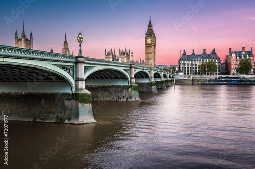 Big Ben, Queen Elizabeth Tower and Wesminster Bridge Illuminated photo