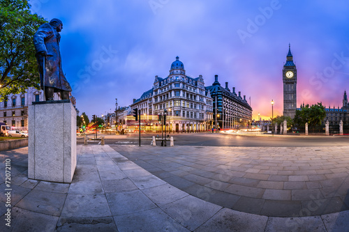 Panorama of Parliament Square and Queen Elizabeth Tower in Londo photo