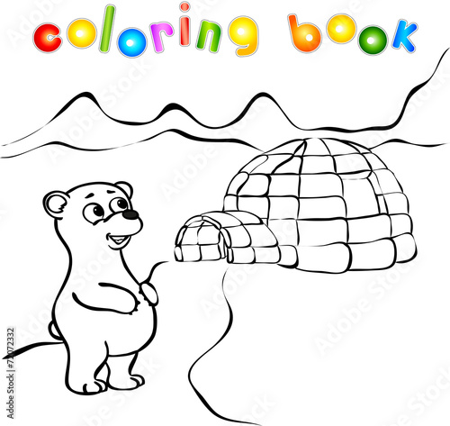 Polar bear, ice yurt igloo coloring book