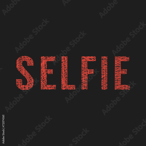 sketch selfie red lettering