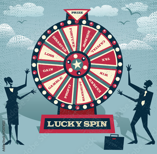 Abstract Business people with Financial Wheel of Fortune.