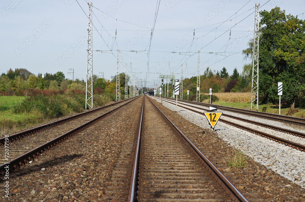 Fototapeta premium Long and straight railway tracks