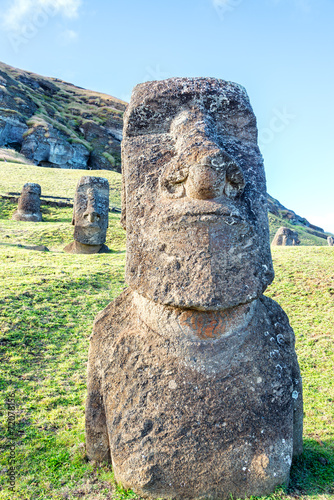 Three Standing Moai Statues