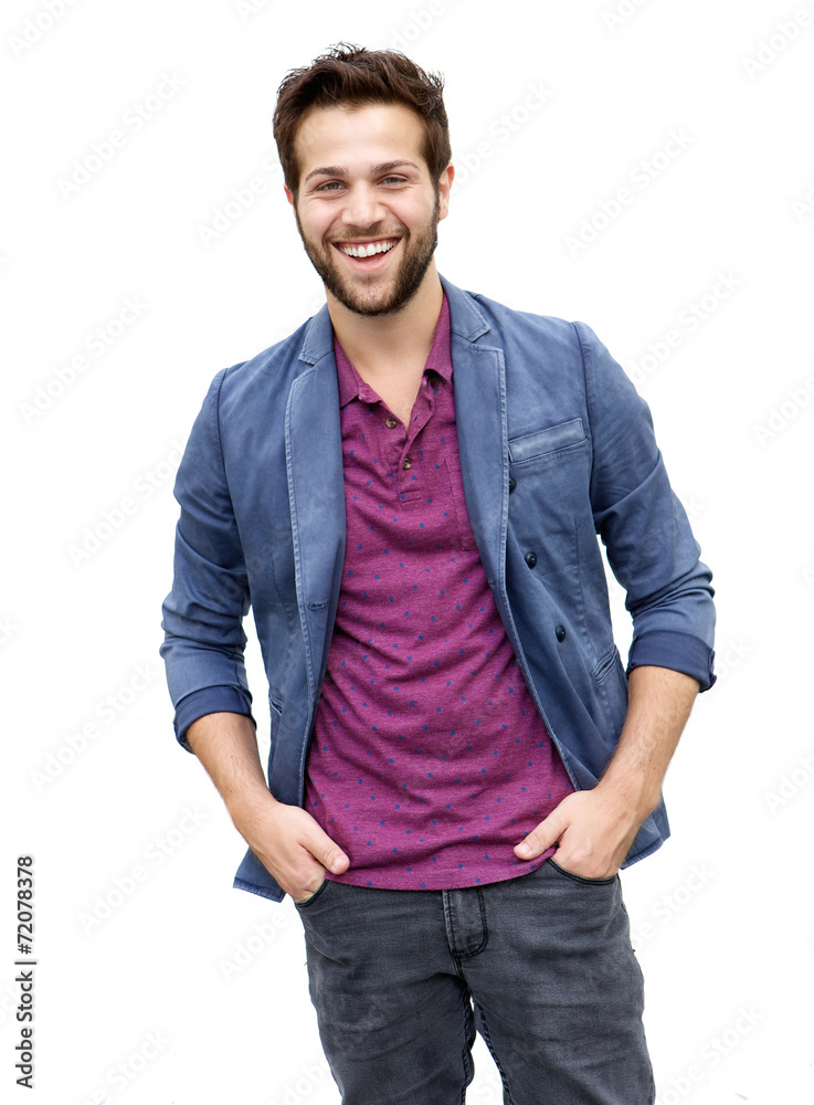 Fototapeta premium Attractive young man with beard laughing