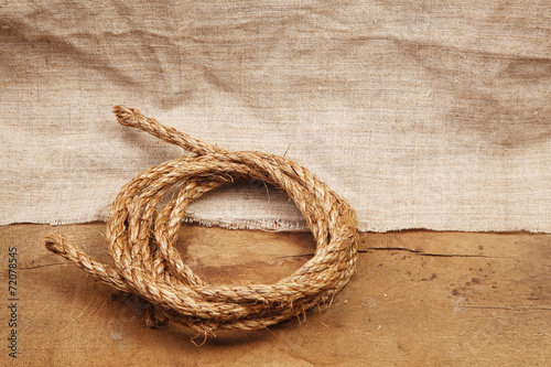 Background of burlap and rope