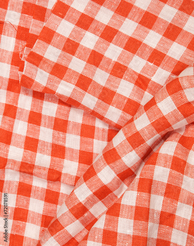 Tablecloth red and white checkered wavy texture background