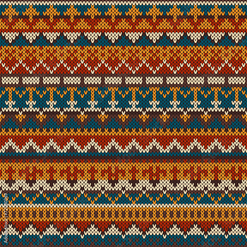 Knitted seamless pattern in Fair Isle style