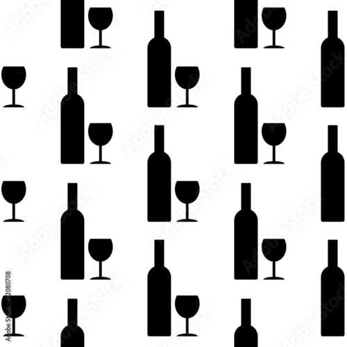 Bottle and glasse icon seamless pattern