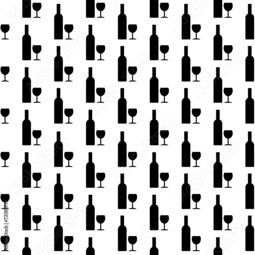 Bottle and glasse icon seamless pattern