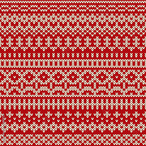 Christmas knitted seamless pattern in Fair Isle style