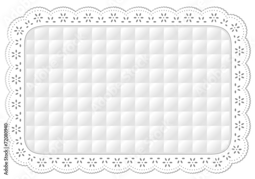 Place Mat, quilted eyelet lace embroidery border frame