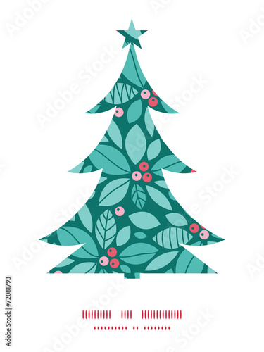 Vector christmas holly berries Christmas tree silhouette pattern