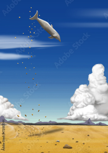 砂漠のイルカ 空想イラスト Stock イラスト Adobe Stock