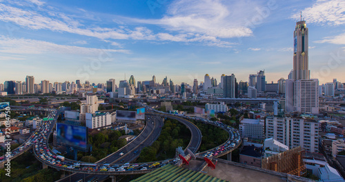 Cityscape with Baiyok tower in Bangkok Thailand photo