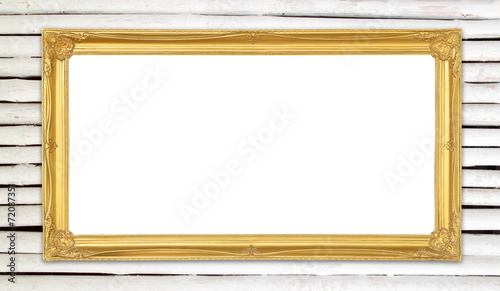 golden frame on bamboo wall background
