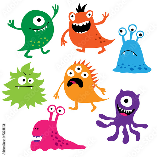 Set of cute colorful monsters
