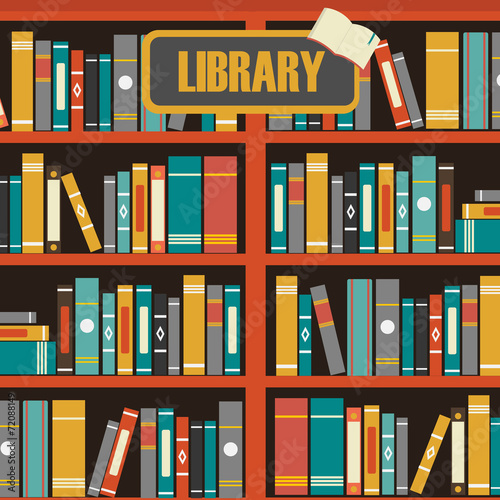 Vector of library book shelf