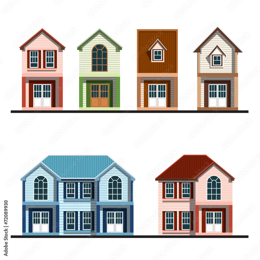 set of  houses flat design vector illustration