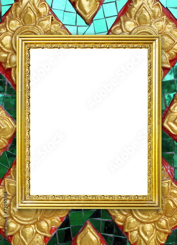 golden frame on Thai style buddha wall background