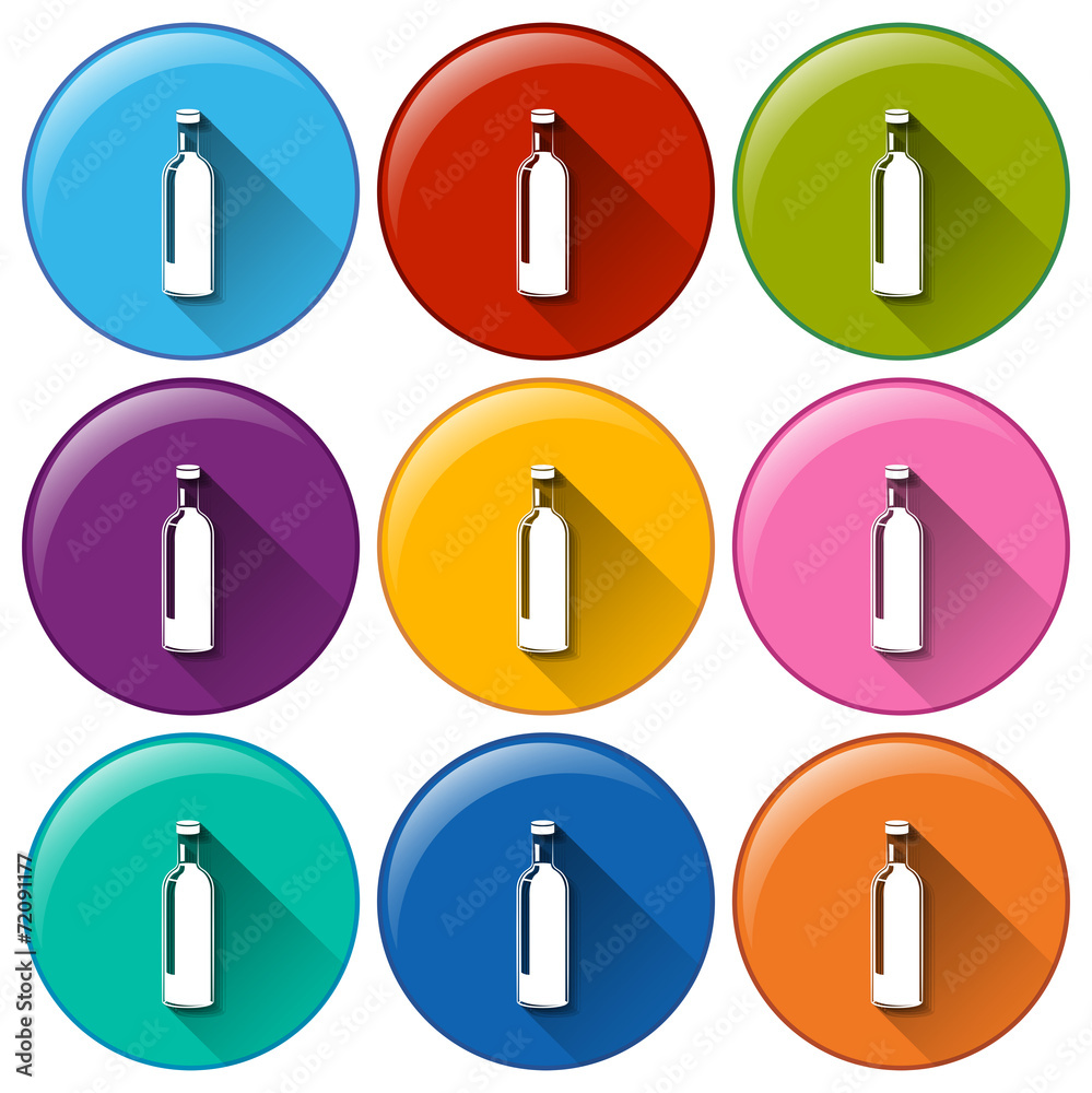 Rounded buttons with bottles Rounded buttons with bottles