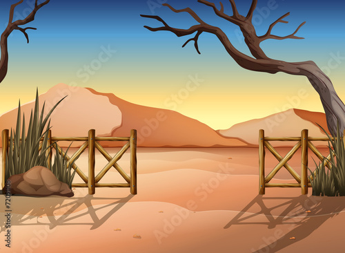 A desert with a fence