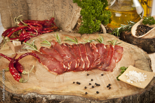 Pastirma, turkish air dried meat photo