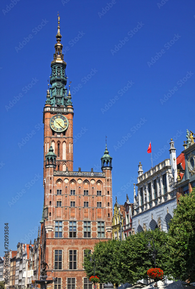 Obraz premium Old Town Hall in City of Gdansk, Poland