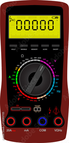 Vector illustration of a digital multimeter