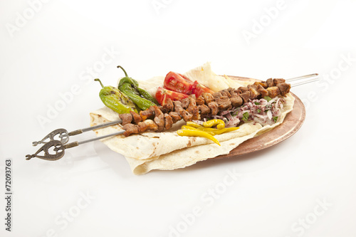 Turkish Sis Kebab isolated white background