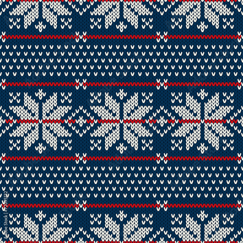 Winter Holiday sweater design on the wool knitted texture