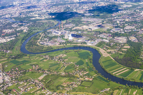 aerial of landscape and power plant in Krakow #72096182