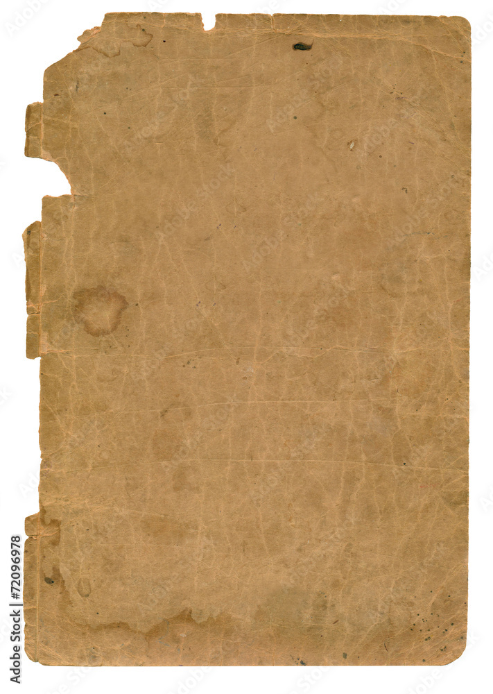 Fragment of old turning yellow paper