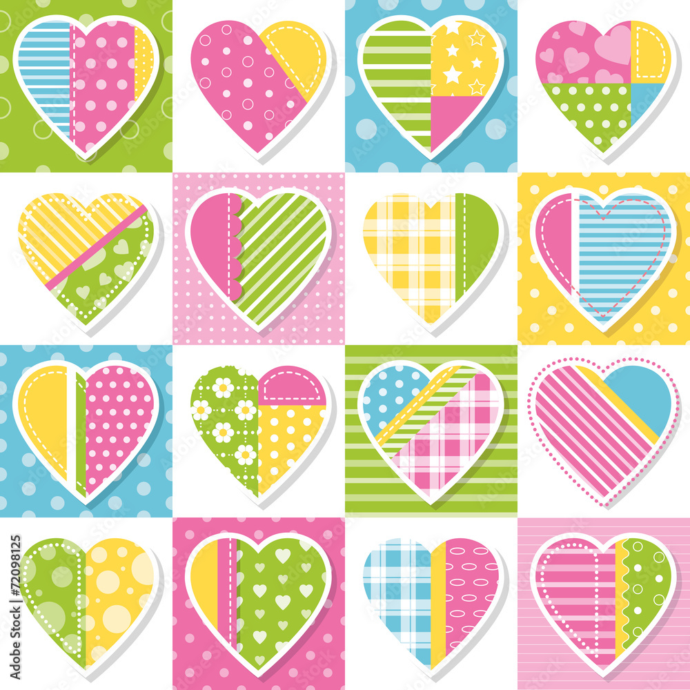 hearts collection patchwork pattern hearts collection patchwork pattern