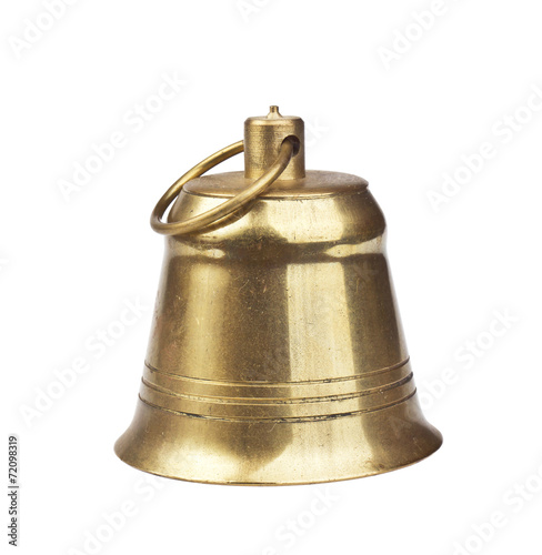 Classic gold bell on a white background