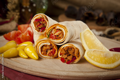 Meat beef tantuni is a kind of traditional turkish kebap