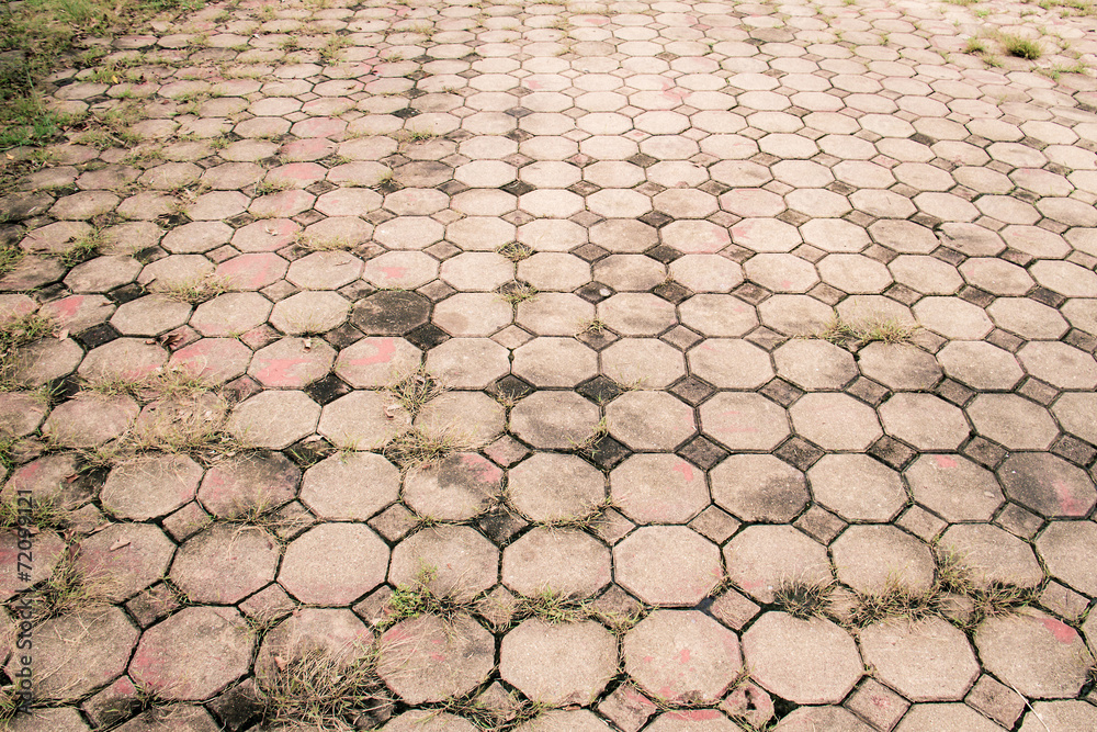 Fototapeta premium Old brick octagonal walkway