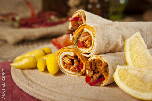 Meat beef tantuni is a kind of traditional turkish kebap photo