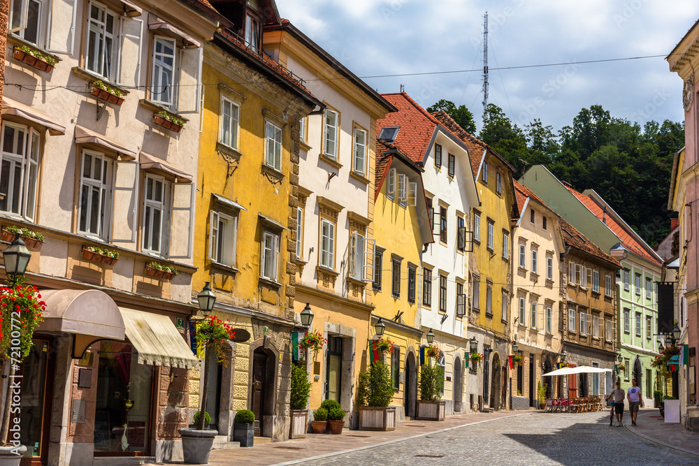 Buildings in historic centre of Ljubljana, Slovenia