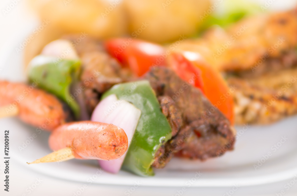 skewers shish kebab sticks grilled meat chicken