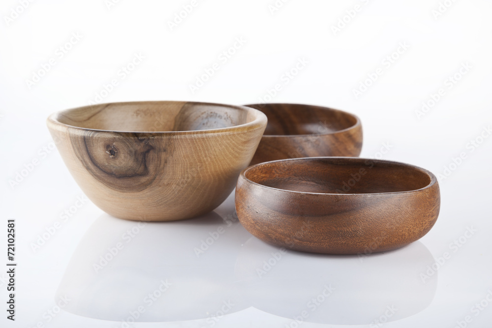 Wooden plates on white background Wooden plates on white background