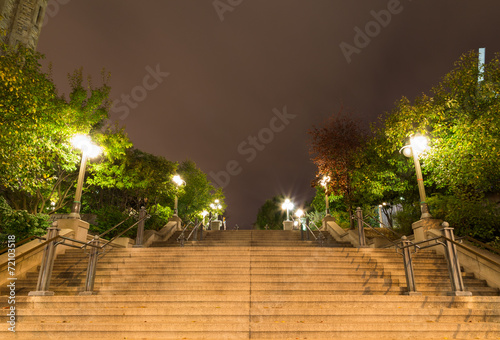 Stairs outdoors at night