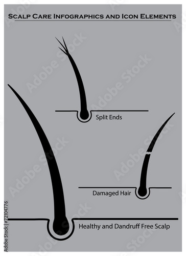 Hair and scalp care info graphics and icon elements