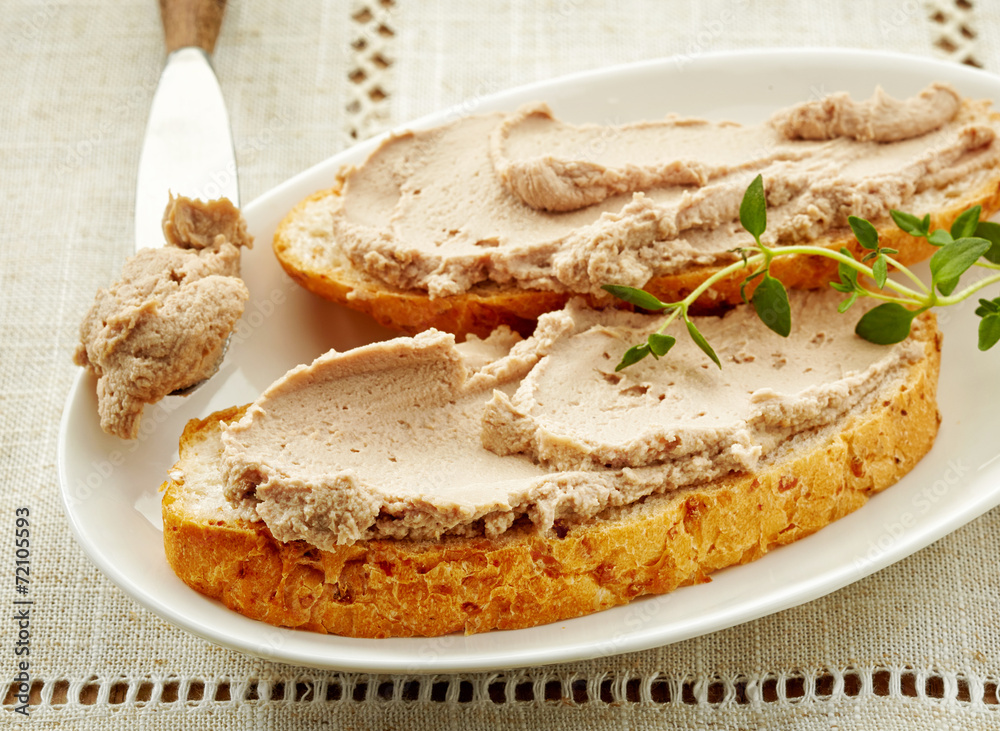 bread slices with liver pate