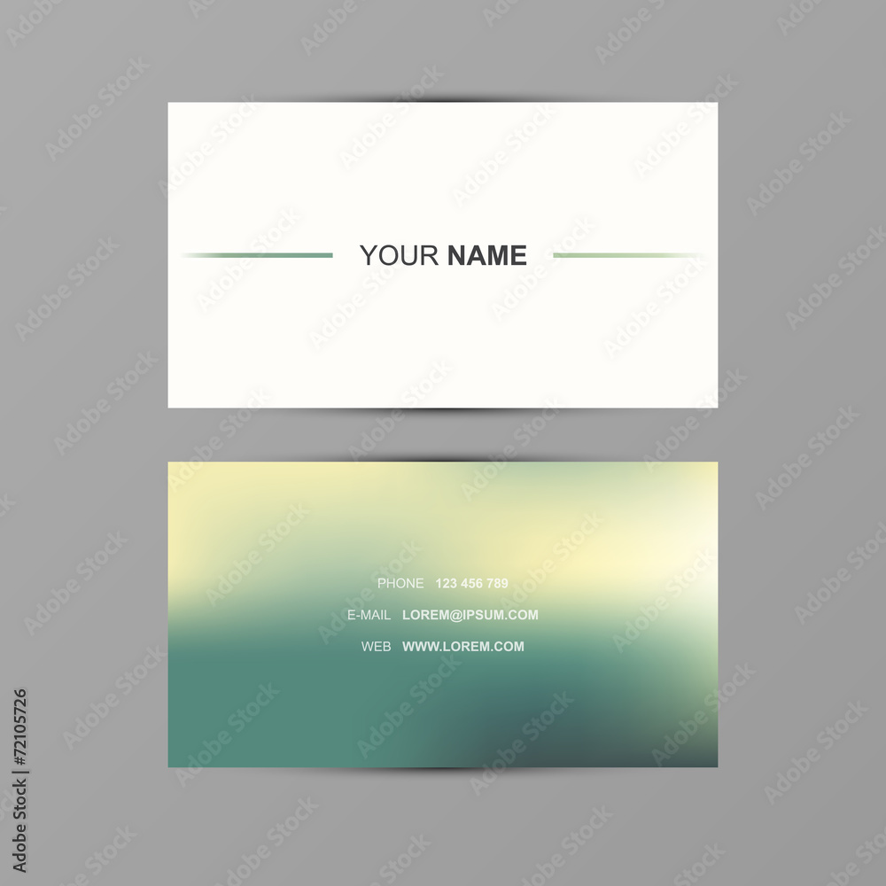 Modern business card with blurred background