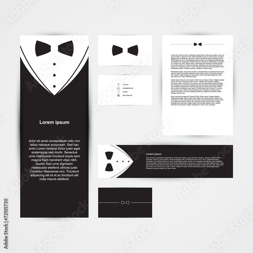 Invitation template, black design with bow tie, business card
