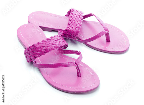 Pink flip flops on a white backgrond