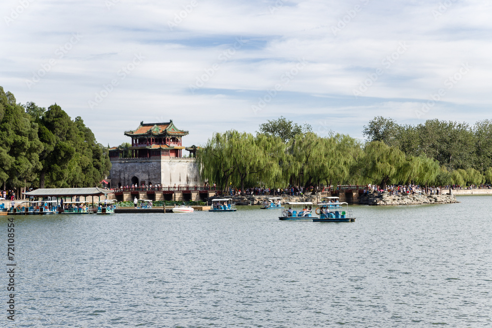 Beijing, Summer Palace. Tower with a pagoda on the lake - 3